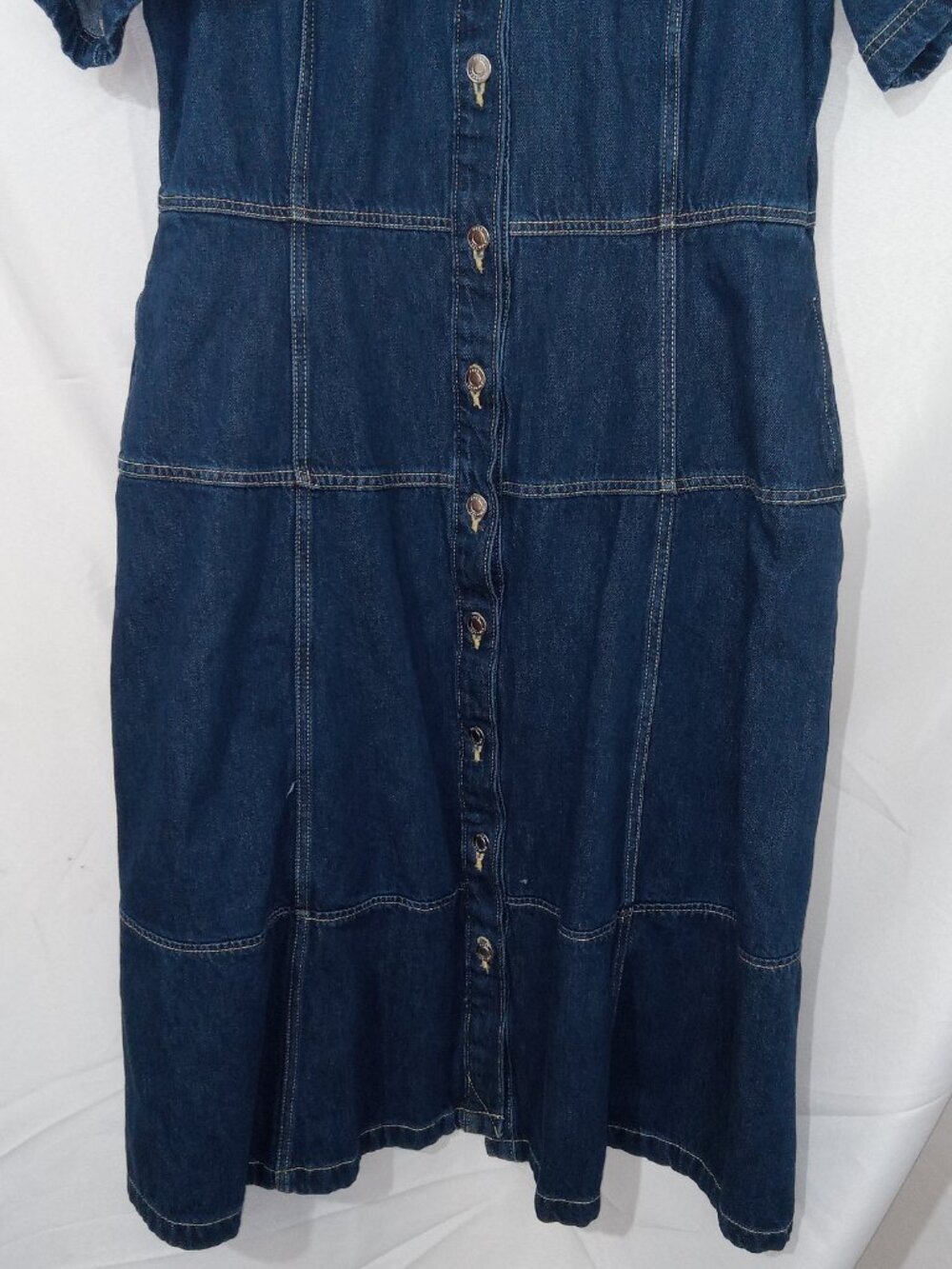 Free Assembly Women’s Heavy Denim Dark Wash Maxi Button Up Dress Sz XL - Picture 4 of 13